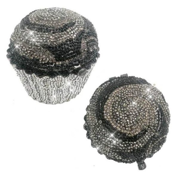 NWT Sparkling Bling Swarovski Crystal Rhinestone Cupcake Clutch Purse Ba…